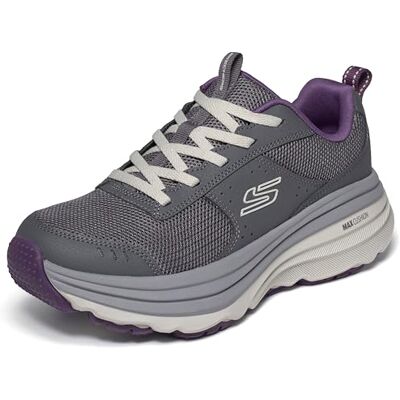 Skechers Damen Max Cushioning Zirrus Turnschuhe, Gray Synthetic Textile Purple Trim, 37.5 EU Skechers Damen Max Cushioning Zirrus Turnschuhe, Gray Synthetic Textile Purple Trim, 37.5 EU