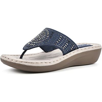 CLIFFS BY WHITE MOUNTAIN Damen Cienna Flipflop, Marineblau/Stoff, 40 EU CLIFFS BY WHITE MOUNTAIN Damen Cienna Flipflop, Marineblau/Stoff, 40 EU