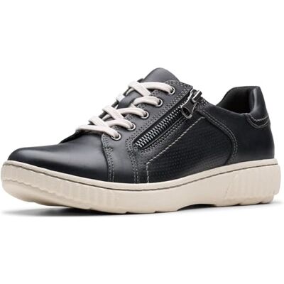 Clarks Damen Caroline Janna Sneaker, Schwarz Leder, 37 EU Clarks Damen Caroline Janna Sneaker, Schwarz Leder, 37 EU