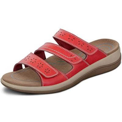 Orthofeet Sahara Orthopädische Damen Sandalen Atmungsaktive Open-Toe Slides Mit 3-Fach Verstellbaren Riemen, Fußgewölbestütze Und Ergonomischer Dämpfung Orthofeet Sahara Orthopädische Damen Sandalen Atmungsaktive Open-Toe Slides Mit 3-Fach Verstellbaren Riemen, Fußgewölbestütze Und Ergonomischer Dämpfung