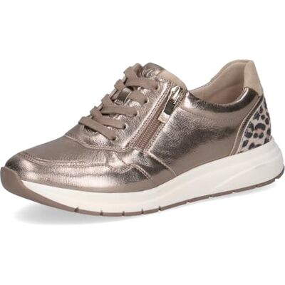 CAPRICE Damen Sneaker flach aus Leder mit Reißverschluss, Beige (Taupe Met.Comb), 40 EU CAPRICE Damen Sneaker flach aus Leder mit Reißverschluss, Beige (Taupe Met.Comb), 40 EU