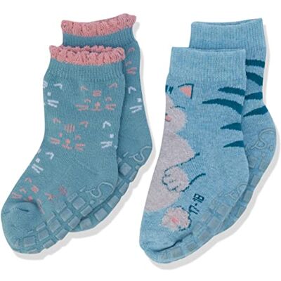 Sterntaler Baby-Mädchen ABS-Söckchen DP Katze Hausschuh-Socken, Türkis Mel, 18 Sterntaler Baby-Mädchen ABS-Söckchen DP Katze Hausschuh-Socken, Türkis Mel, 18