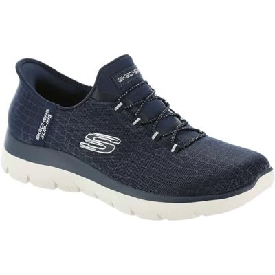 Skechers Damen Hands Free Slip-ins Summits Classy Night Sneaker, Marineblau/silberfarben, 35 EU Weit Skechers Damen Hands Free Slip-ins Summits Classy Night Sneaker, Marineblau/silberfarben, 35 EU Weit