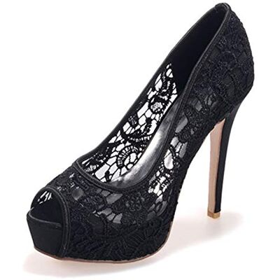 DANOBAB Spitze Hochzeitsschuhe, Frauen Peep Toe Elfenbein Sommer Kitten Heels Größe Plattform High Heels Party & 12,5 cm Absatz DANOBAB Spitze Hochzeitsschuhe, Frauen Peep Toe Elfenbein Sommer Kitten Heels Größe Plattform High Heels Party & 12,5 cm Absatz