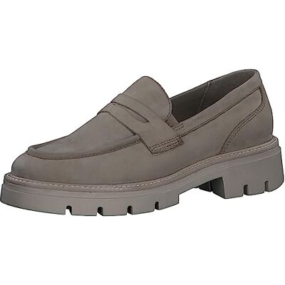 MARCO TOZZI Damen Loafer mit Plateau aus Leder Klassisch, Braun (Taupe Nubuck), 36 MARCO TOZZI Damen Loafer mit Plateau aus Leder Klassisch, Braun (Taupe Nubuck), 36