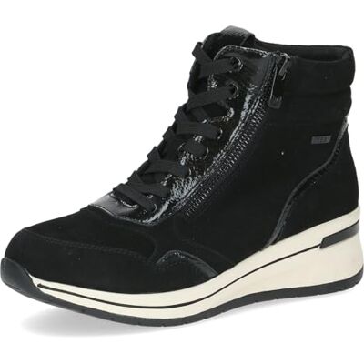 CAPRICE Comfort Damen Sneaker hoch aus Leder Mehrweite H, Schwarz (Black Comb), 36 EU CAPRICE Comfort Damen Sneaker hoch aus Leder Mehrweite H, Schwarz (Black Comb), 36 EU