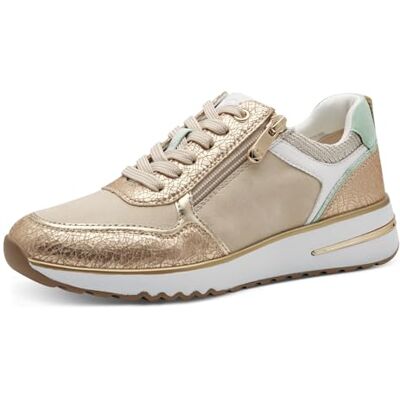 MARCO TOZZI Damen Sneaker flach mit Reißverschluss Chunky-Sohle, Gold (Gold Comb), 37 EU MARCO TOZZI Damen Sneaker flach mit Reißverschluss Chunky-Sohle, Gold (Gold Comb), 37 EU