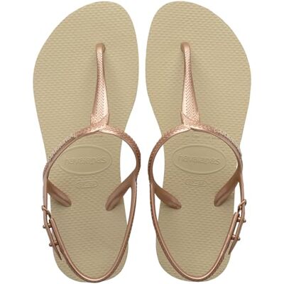 Havaianas Twist, bequeme, modische und vielseitige Sandalen, verstellbare Schnalle an den Seiten, T-Riemen mit Metallic-Finish, rutschfeste Sohle, für Damen, 33/34 Havaianas Twist, bequeme, modische und vielseitige Sandalen, verstellbare Schnalle an den Seiten, T-Riemen mit Metallic-Finish, rutschfeste Sohle, für Damen, 33/34