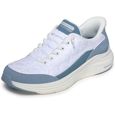 Skechers Damen Contour Foam In Motion Slip-InTurnschuhe, White Mesh Lt Blue Duraleather Trim, 38.5 EU Skechers Damen Contour Foam In Motion Slip-InTurnschuhe, White Mesh Lt Blue Duraleather Trim, 38.5 EU