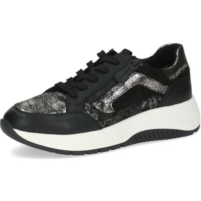 CAPRICE Damen Sneaker flach aus Leder Plateau, Schwarz (Black Comb), 39 EU CAPRICE Damen Sneaker flach aus Leder Plateau, Schwarz (Black Comb), 39 EU