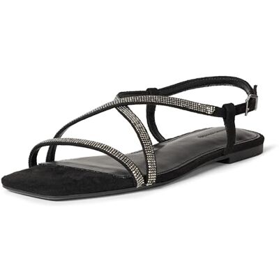 Amazon Damen Sandalen Mit Flachen Riemen – Elegante, Strassverzierte Sommersandalen Mit Verstellbarer Schnalle Und Gepolstertem Fußbett, Schwarze Kristalle, 39.5 EU Amazon Damen Sandalen Mit Flachen Riemen – Elegante, Strassverzierte Sommersandalen Mit Verstellbarer Schnalle Und Gepolstertem Fußbett, Schwarze Kristalle, 39.5 EU