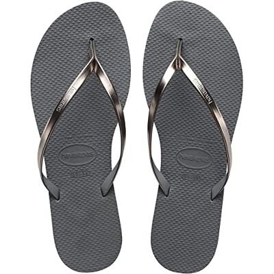 Havaianas You Metallic, Bequeme, stylische und vielseitige Sandalen, Dünne Riemen mit Metallic-Finish, Kleiner Absatz, für Damen Havaianas You Metallic, Bequeme, stylische und vielseitige Sandalen, Dünne Riemen mit Metallic-Finish, Kleiner Absatz, für Damen