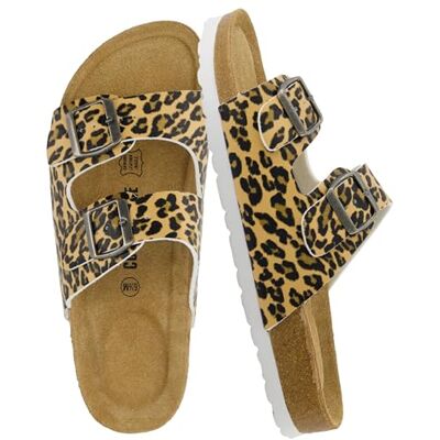 CUSHIONAIRE Lane Sandale mit Korkfußbett und +Comfort für Damen, Leopard, 39 EU CUSHIONAIRE Lane Sandale mit Korkfußbett und +Comfort für Damen, Leopard, 39 EU