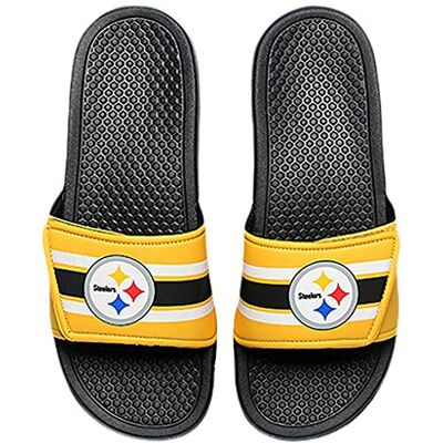 FOCO Herren NFL Team-Logo Dusche Sport Flip Flop Slide Sandale, Schwarz-Legacy Stripe FOCO Herren NFL Team-Logo Dusche Sport Flip Flop Slide Sandale, Schwarz-Legacy Stripe