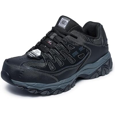Skechers Herren Cankton Stahlkappe Konstruktionsschuh – Elektrische Gefahrenbewertung, Memory-Schaum BAU-Schuhe, Schwarz/Dunkelgrau, 45.5 EU Skechers Herren Cankton Stahlkappe Konstruktionsschuh – Elektrische Gefahrenbewertung, Memory-Schaum BAU-Schuhe, Schwarz/Dunkelgrau, 45.5 EU