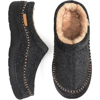 Zigzagger Herren Slip On Mokassin Hausschuhe Indoor/Outdoor Warm Fuzzy Comfy House Schuhe Flauschige Breite Loafer Hausschuhe, Wolle Schwarz, 45/46 EU Zigzagger Herren Slip On Mokassin Hausschuhe Indoor/Outdoor Warm Fuzzy Comfy House Schuhe Flauschige Breite Loafer Hausschuhe, Wolle Schwarz, 45/46 EU
