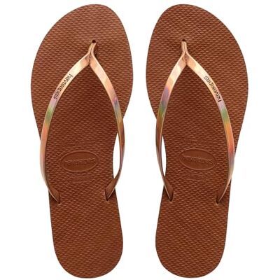 Havaianas You Metallic, Bequeme, stylische und vielseitige Sandalen, Dünne Riemen mit Metallic-Finish, Kleiner Absatz, für Damen Havaianas You Metallic, Bequeme, stylische und vielseitige Sandalen, Dünne Riemen mit Metallic-Finish, Kleiner Absatz, für Damen