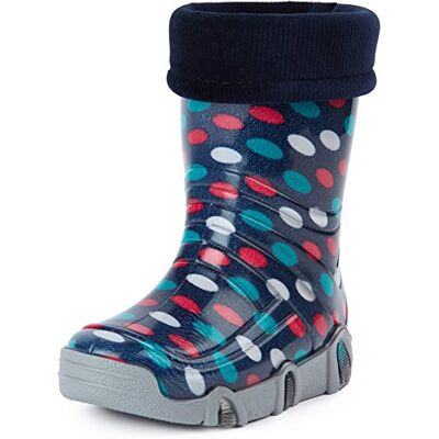Ladeheid Kinder Mädchen Jungen Gummistiefel gefüttert Swk 24 (Dunkelblau Punkte, 21/22 EU) Ladeheid Kinder Mädchen Jungen Gummistiefel gefüttert Swk 24 (Dunkelblau Punkte, 21/22 EU)