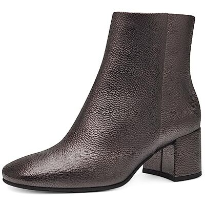 MARCO TOZZI Damen Stiefeletten mit Absatz aus Kunstleder Elegant, Silber (Pewter), 40 MARCO TOZZI Damen Stiefeletten mit Absatz aus Kunstleder Elegant, Silber (Pewter), 40