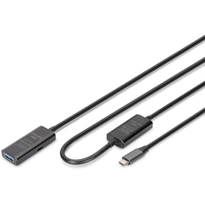 Digitus Aktives USB 3.2 Gen 1 Verlängerungskabel – 10 m – USB-C Stecker auf Typ-A Buchse – Repeaterkabel mit Plug & Play – Bis zu 5 Gbit/s – Stromversorgung über Typ-C – Schwarz Digitus Aktives USB 3.2 Gen 1 Verlängerungskabel – 10 m – USB-C Stecker auf Typ-A Buchse – Repeaterkabel mit Plug & Play – Bis zu 5 Gbit/s – Stromversorgung über Typ-C – Schwarz