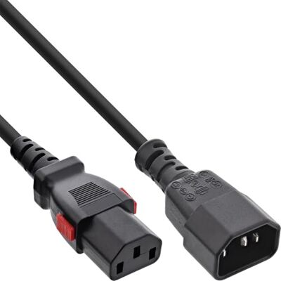 InLine Kaltgeräteverlängerung mit verriegelbarem C13 auf C14, Robustes Stromkabel für USV, Server & AV-Anwendungen, schwarz, 0,5m, 16934L InLine Kaltgeräteverlängerung mit verriegelbarem C13 auf C14, Robustes Stromkabel für USV, Server & AV-Anwendungen, schwarz, 0,5m, 16934L