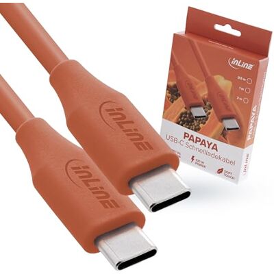 InLine Colour your Charge USB C Kabel 100W, PD Schnellladekabel, Silikon Ladekabel, flexibel, für iPhone Air 17 Pro 16 15 iPad Galaxy S23 Pixel Tablets, 1m, Papaya (orange), 35891O InLine Colour your Charge USB C Kabel 100W, PD Schnellladekabel, Silikon Ladekabel, flexibel, für iPhone Air 17 Pro 16 15 iPad Galaxy S23 Pixel Tablets, 1m, Papaya (orange), 35891O