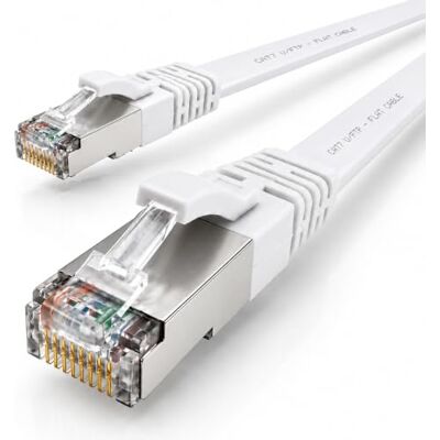 1aTTack.de 1x CAT7 Lan-Kabel flach 15m U/FTP 10 Gbit/s RJ45 Stecker Cat6a Weiß 1aTTack.de 1x CAT7 Lan-Kabel flach 15m U/FTP 10 Gbit/s RJ45 Stecker Cat6a Weiß