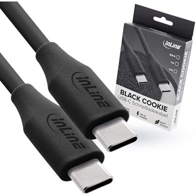 InLine Colour your Charge USB C Kabel 100W, PD Schnellladekabel, Silikon Ladekabel, flexibel, für iPhone Air 17 Pro 16 15 iPad Galaxy S23 Pixel Tablets, 1m, Black Cookie (schwarz), 35891 InLine Colour your Charge USB C Kabel 100W, PD Schnellladekabel, Silikon Ladekabel, flexibel, für iPhone Air 17 Pro 16 15 iPad Galaxy S23 Pixel Tablets, 1m, Black Cookie (schwarz), 35891