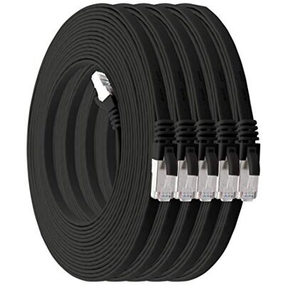 1aTTack.de 3,0 m schwarz 5 Stück Cat7 Flachkabel Netzwerkkabel Cat 7 Rohkabel Gigabit Lan (10Gbit/s) Flachbandkabel Verlegekabel Patchkabel Flach Slim Rj 45 Stecker Cat6a 1aTTack.de 3,0 m schwarz 5 Stück Cat7 Flachkabel Netzwerkkabel Cat 7 Rohkabel Gigabit Lan (10Gbit/s) Flachbandkabel Verlegekabel Patchkabel Flach Slim Rj 45 Stecker Cat6a