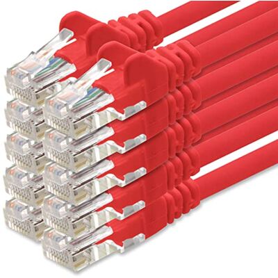1aTTack.de Netzwerkkabel Cat.6 rot 10x 2m (Set) CAT6 Ethernet Kabel Lankabel 1000 Mbits Patchkabel 1aTTack.de Netzwerkkabel Cat.6 rot 10x 2m (Set) CAT6 Ethernet Kabel Lankabel 1000 Mbits Patchkabel