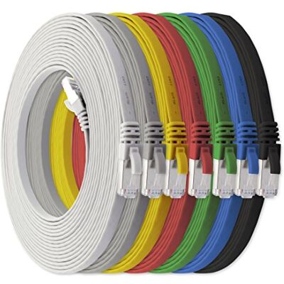 1aTTack.de 3,0 m 7-Farben 7 Stück Cat7 Flachkabel Netzwerkkabel Cat 7 Rohkabel Gigabit Lan (10Gbit/s) Flachbandkabel Verlegekabel Patchkabel Flach Slim Rj 45 Stecker Cat6a 1aTTack.de 3,0 m 7-Farben 7 Stück Cat7 Flachkabel Netzwerkkabel Cat 7 Rohkabel Gigabit Lan (10Gbit/s) Flachbandkabel Verlegekabel Patchkabel Flach Slim Rj 45 Stecker Cat6a