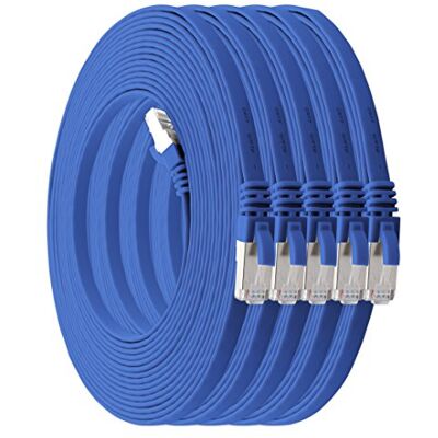 1aTTack.de 7,5m blau 5 Stück Cat7 Flachkabel Netzwerkkabel Cat 7 Rohkabel Gigabit Lan (10Gbit/s) Flachbandkabel Verlegekabel Patchkabel Flach Slim Rj 45 Stecker Cat6a 1aTTack.de 7,5m blau 5 Stück Cat7 Flachkabel Netzwerkkabel Cat 7 Rohkabel Gigabit Lan (10Gbit/s) Flachbandkabel Verlegekabel Patchkabel Flach Slim Rj 45 Stecker Cat6a
