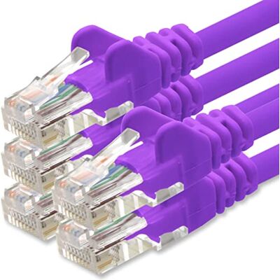 1aTTack.de Netzwerkkabel Cat.6 violett 5X 2m (Set) CAT6 Ethernet Kabel Lankabel 1000 Mbits Patchkabel 1aTTack.de Netzwerkkabel Cat.6 violett 5X 2m (Set) CAT6 Ethernet Kabel Lankabel 1000 Mbits Patchkabel