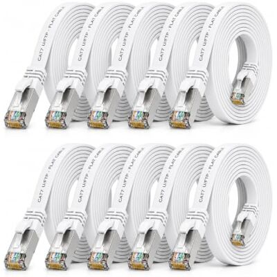 1aTTack.de 10x CAT7 Lan-Kabel flach 0,25m U/FTP 10 Gbit/s RJ45 Stecker Cat6a Weiß 1aTTack.de 10x CAT7 Lan-Kabel flach 0,25m U/FTP 10 Gbit/s RJ45 Stecker Cat6a Weiß