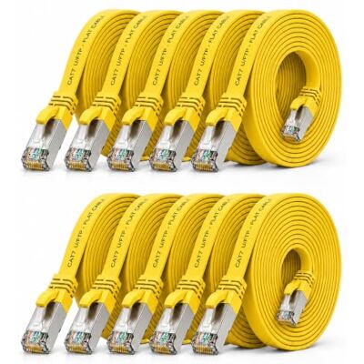 1aTTack.de 10x CAT7 Lan-Kabel flach 1m U/FTP 10 Gbit/s RJ45 Stecker Cat6a Gelb 1aTTack.de 10x CAT7 Lan-Kabel flach 1m U/FTP 10 Gbit/s RJ45 Stecker Cat6a Gelb