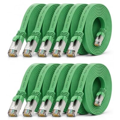 1aTTack.de 10x CAT7 Lan-Kabel flach 2m U/FTP 10 Gbit/s RJ45 Stecker Cat6a Grün 1aTTack.de 10x CAT7 Lan-Kabel flach 2m U/FTP 10 Gbit/s RJ45 Stecker Cat6a Grün