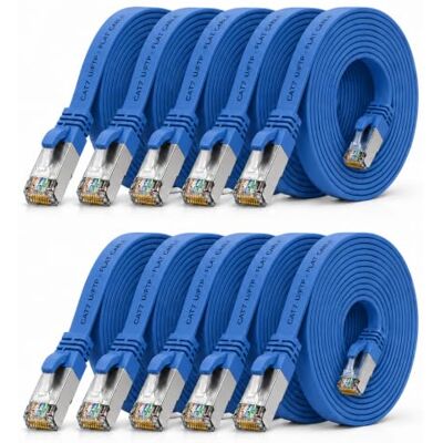 1aTTack.de 10x CAT7 Lan-Kabel flach 3m U/FTP 10 Gbit/s RJ45 Stecker Cat6a Blau 1aTTack.de 10x CAT7 Lan-Kabel flach 3m U/FTP 10 Gbit/s RJ45 Stecker Cat6a Blau