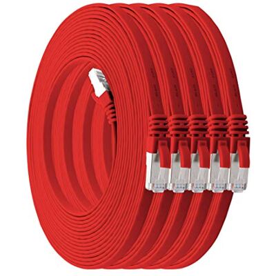 1aTTack.de 0,25m rot 5 Stück Cat7 Flachkabel Netzwerkkabel Cat 7 Rohkabel Gigabit Lan (10Gbit/s) Flachbandkabel Verlegekabel Patchkabel Flach Slim Rj 45 Stecker Cat6a 1aTTack.de 0,25m rot 5 Stück Cat7 Flachkabel Netzwerkkabel Cat 7 Rohkabel Gigabit Lan (10Gbit/s) Flachbandkabel Verlegekabel Patchkabel Flach Slim Rj 45 Stecker Cat6a