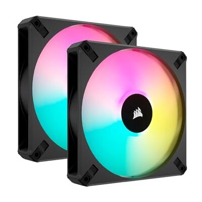 Corsair iCUE AF140 RGB ELITE 140mm PWM Doppelter Lüftersatz Acht RGB-LEDs Pro Lüfter AirGuide-Technologie Fluiddynamisches Lager Inklusive iCUE Lighting Node CORE Controller Schwarz Corsair iCUE AF140 RGB ELITE 140mm PWM Doppelter Lüftersatz Acht RGB-LEDs Pro Lüfter AirGuide-Technologie Fluiddynamisches Lager Inklusive iCUE Lighting Node CORE Controller Schwarz