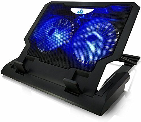 AABCOOLING NC65 Laptop Lüfter mit 2 Lüftern, Einstellbare Neigung und Blau LED, Laptoptisch, Cooling Fan, Laptopständer für Laptops bis 15,6 Zoll und PS4 PRO/Xbox Consolen, Halterung