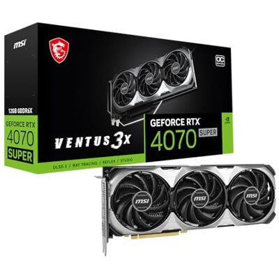 MSI Gaming RTX 4070 Super 12G Ventus 3X OC Grafikkarte (NVIDIA RTX 4070 Super, 192-Bit, Extreme Clock:2520MHz, 12GB GDRR6X 21Gbps, HDMI/DP, Ada Lovelace Architecture) MSI Gaming RTX 4070 Super 12G Ventus 3X OC Grafikkarte (NVIDIA RTX 4070 Super, 192-Bit, Extreme Clock:2520MHz, 12GB GDRR6X 21Gbps, HDMI/DP, Ada Lovelace Architecture)