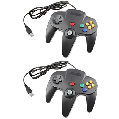 TCK USB-Gamecontroller für N64 Nintendo 64 PC Windows Mac (2er-Pack), Schwarz TCK USB-Gamecontroller für N64 Nintendo 64 PC Windows Mac (2er-Pack), Schwarz