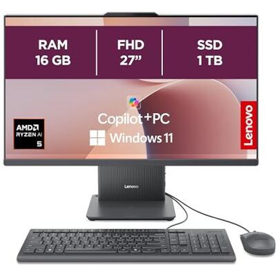 Lenovo IdeaCentre All-In-One AI PC 27" Full HD Display AMD Ryzen AI 5 330 16GB RAM 1TB SSD AMD Radeon 820M Grafik Windows 11 Inkl. Maus und Tastatur Grau 3 Monate Premium Care Lenovo IdeaCentre All-In-One AI PC 27" Full HD Display AMD Ryzen AI 5 330 16GB RAM 1TB SSD AMD Radeon 820M Grafik Windows 11 Inkl. Maus und Tastatur Grau 3 Monate Premium Care