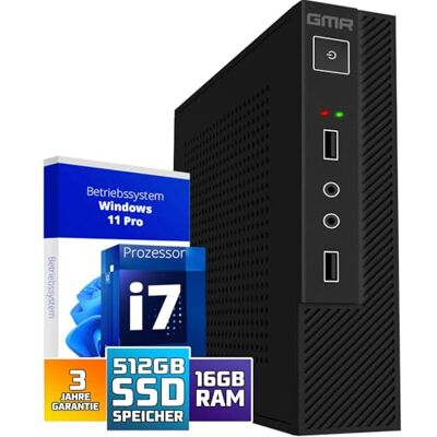 GMR Ultra Smart mini i7 Office PC Business Office Computer 3 Jahre Garantie 16 GB RAM 512GB SSD USB 3 Windows 11 Prof WiFi-Bluetooth GMR Ultra Smart mini i7 Office PC Business Office Computer 3 Jahre Garantie 16 GB RAM 512GB SSD USB 3 Windows 11 Prof WiFi-Bluetooth