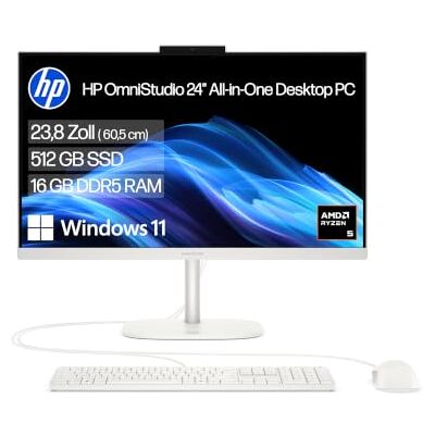 HP OmniStudio 24-cv0217ng All-in-One KI PC, 23,8 Zoll Entspiegeltes FHD IPS Display, AMD Ryzen 5, 16 GB LPDDR5x, 512 GB SSD, AMD Radeon Grafik, Windows 11 Home, QWERTZ Tastatur, Cotton White HP OmniStudio 24-cv0217ng All-in-One KI PC, 23,8 Zoll Entspiegeltes FHD IPS Display, AMD Ryzen 5, 16 GB LPDDR5x, 512 GB SSD, AMD Radeon Grafik, Windows 11 Home, QWERTZ Tastatur, Cotton White