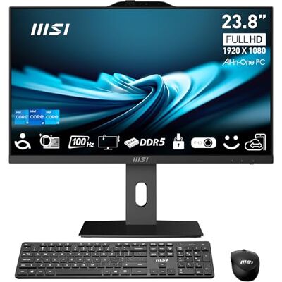 MSI PRO AP242P 14M-635DE AIO Desktop PC, 23,8 Zoll FHD IPS 100 Hz Bildschirm, i5-14400, 8 GB DDR5 RAM, 512GB PCIe NVMe SSD, WiFi 6E, Webcam Tastatur, Maus, Windows 11 Pro schwarz MSI PRO AP242P 14M-635DE AIO Desktop PC, 23,8 Zoll FHD IPS 100 Hz Bildschirm, i5-14400, 8 GB DDR5 RAM, 512GB PCIe NVMe SSD, WiFi 6E, Webcam Tastatur, Maus, Windows 11 Pro schwarz