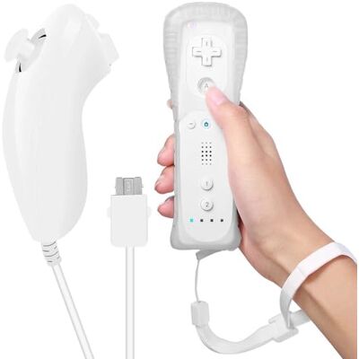 Nintendo Leikurvo Wii-Fernbedienung Gamecontroller, Wii Controller Remote mit Nunchuck, Nunchuk Controller für Wii Vernbedinung Remote Plus Ersatz Kontroller Jostick Game Handle für Wii/Wii U Konsole(Weiß) Nintendo Leikurvo Wii-Fernbedienung Gamecontroller, Wii Controller Remote mit Nunchuck, Nunchuk Controller für Wii Vernbedinung Remote Plus Ersatz Kontroller Jostick Game Handle für Wii/Wii U Konsole(Weiß)