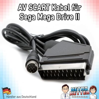 Genesis RetroRetter AV Scart Kabel für Sega Mega Drive II 2 MD2 TV AV Scart Audio Video Kabel Chinch Anschluss Genesis RetroRetter AV Scart Kabel für Sega Mega Drive II 2 MD2 TV AV Scart Audio Video Kabel Chinch Anschluss