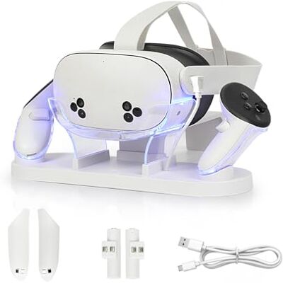 Garmin Baomaeyea Ladestation für Meta Quest 3S/Quest 3, Schnellladung (weiß) VR-Ladegerät mit LED/RGB-Beleuchtung, USB-C-Anschluss, lädt Headset & Controller gleichzeitig, für Zuhause, Büro und Reisen Garmin Baomaeyea Ladestation für Meta Quest 3S/Quest 3, Schnellladung (weiß) VR-Ladegerät mit LED/RGB-Beleuchtung, USB-C-Anschluss, lädt Headset & Controller gleichzeitig, für Zuhause, Büro und Reisen