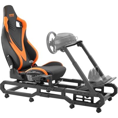 VEVOR Lenkradständer für Logitech G923/G920/G29, robustes Fahrsimulator-Cockpit aus Stahl – Thrustmaster T248P, Lenkradhalterung und Fußpedal verstellbar, maximale Belastung 150 kg VEVOR Lenkradständer für Logitech G923/G920/G29, robustes Fahrsimulator-Cockpit aus Stahl – Thrustmaster T248P, Lenkradhalterung und Fußpedal verstellbar, maximale Belastung 150 kg